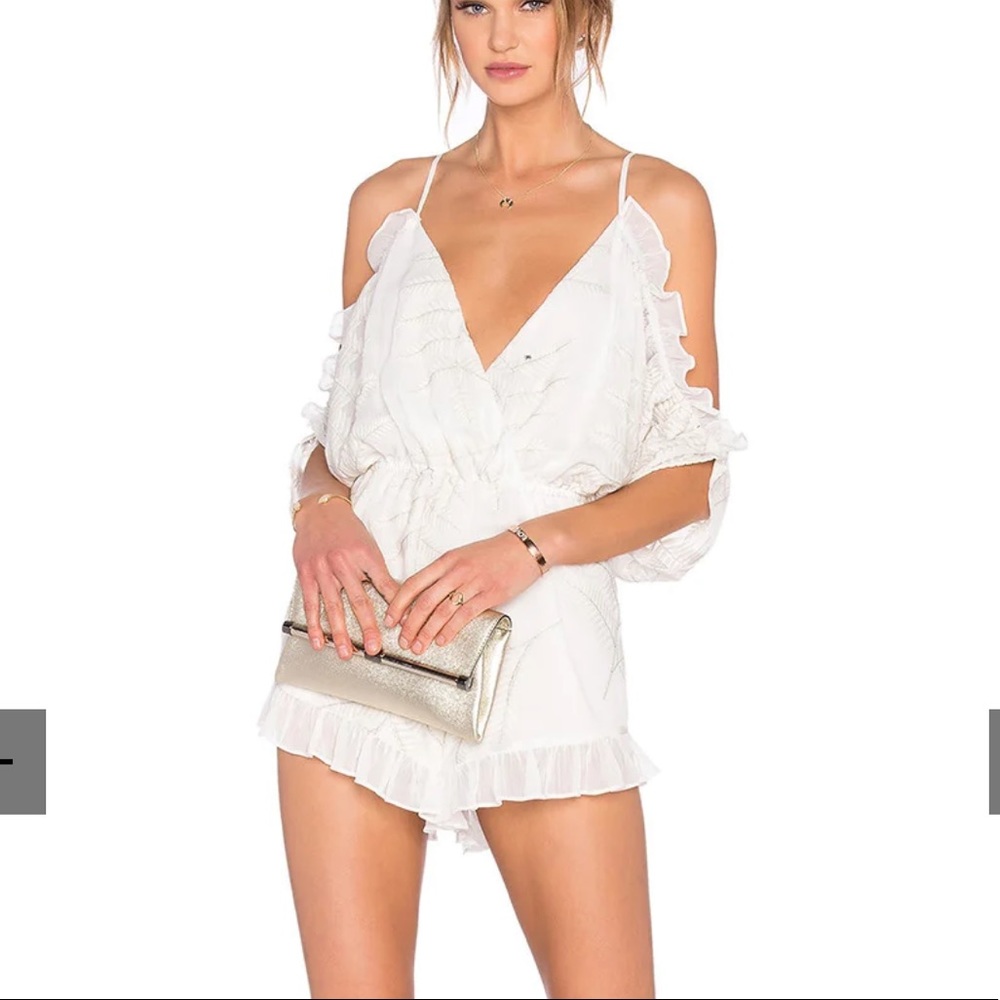 Lovers + Friends - Malia Leaf Print Romper in Ivory